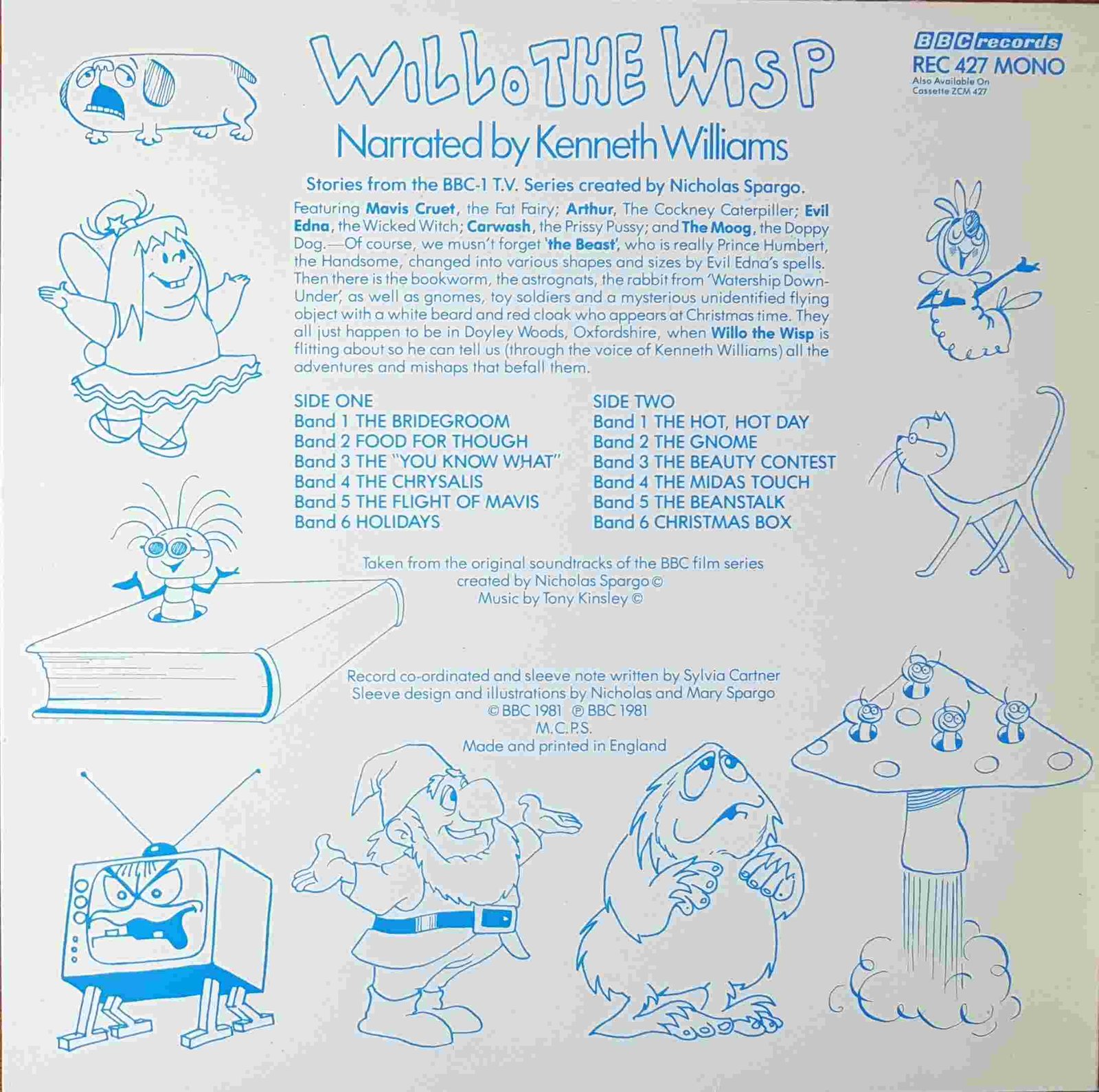 Picture of REC 427 Willo the wisp by artist Nicholas Spargo / Kenneth Williams from the BBC records and Tapes library